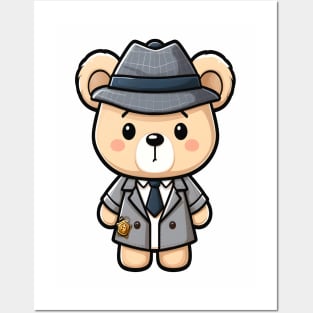 Cute Detective Bear Kawaii Posters and Art